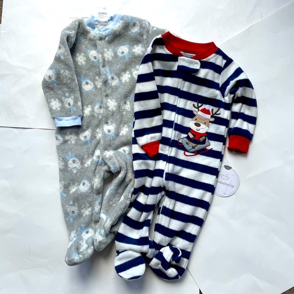 Fuzzy PJ Sleeper Set Lot of 2 Size 3 Months 12-17Lbs - Picture 1 of 10